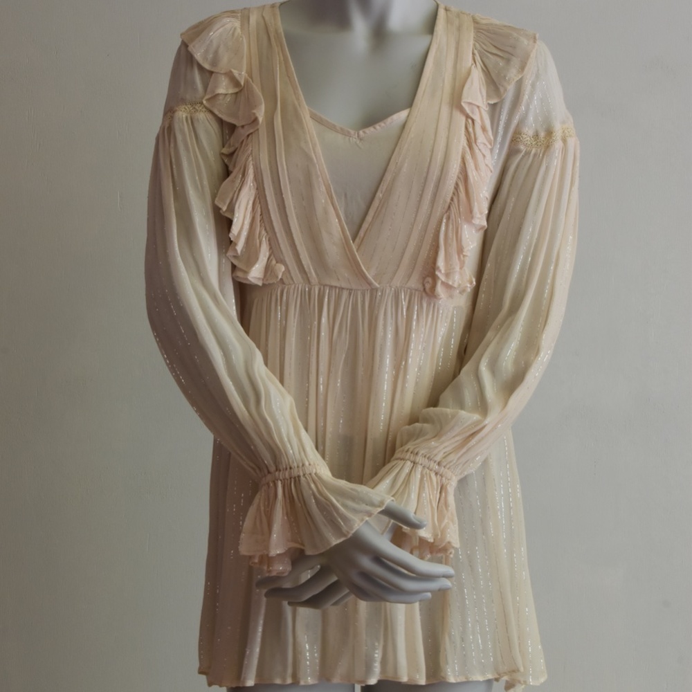 NWT MAEVE sz 0 TAUPE BOHO TUNIC BLOUSE/MINI DRESS